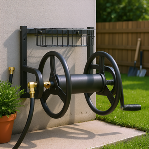 Enrouleur de tuyau d'arrosage mural 125 pieds 5/8 pouces avec raccord en laiton et panier pour l'arrosage du jardin - Product Image 2