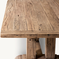 Tables de salle à manger vintage de style français personnalisées Rhoohill, style américain, en chêne recyclé, table rectangulaire en bois massif rétro
