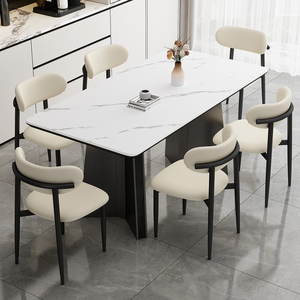 Mesa <span class=keywords><strong>de</strong></span> <span class=keywords><strong>Comedor</strong></span> Rectangular <span class=keywords><strong>de</strong></span> Estilo Italiano Minimalista <span class=keywords><strong>de</strong></span> Lujo Ligero con Cubierta <span class=keywords><strong>de</strong></span> Mármol y Estructura <span class=keywords><strong>de</strong></span> Metal IB557 <span class=keywords><strong>para</strong></span> el Hogar o Apartamentos <span class=keywords><strong>Pequeños</strong></span> - Product Image 2