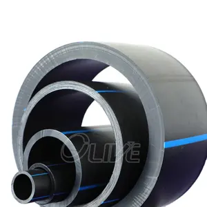 140mm 160mm 180mm 630mm pe pipe PE100 PN16 produttori di tubi in HDPE per l'approvvigionamento idrico hdpe