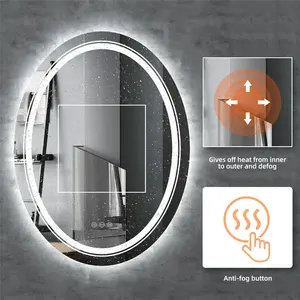 Rotundity Modern Unique Design Bathroom Wall Mounted Cabinet Bathroom Dressing Table Dimmable LED Light Mirror