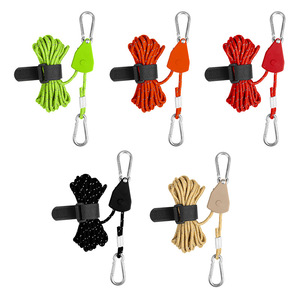 5Pc Outdoor Camping <b>Nylon</b> Rope With Carabiner Hook Portable Tent Tensioner Cord Hiking Gear All Seasons Use - Product Image 1
