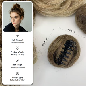 Chignon désordonné en <span class=keywords><strong>cheveux</strong></span> naturels avec pince à griffes, bouclé et volumineux, pour femme, qui apporte du volume et de l'<span class=keywords><strong>épaisse</strong></span>ur, et recouvre les pointes fines - Product Image 4