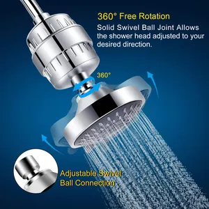 Shower Head And 15 Stage Shower Filter Combo High Pressure 5 Spray Settings Filtered Showerhead With Water Softener Filter