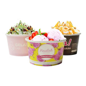 4 oz 8 oz 12oz 16oz Gobelet à crème glacée <span class=keywords><strong>en</strong></span> papier couché jetable personnalisable gobelet <span class=keywords><strong>en</strong></span> papier pour yogourt avec couvercle, couvercles et cuillère - Product Image 4