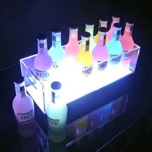 MX Manufacturers Barra original LED Cubo de hielo que brilla en la oscuridad Carga Acrílico Cubo de hielo Botella Presentador