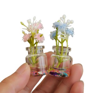Vase rouge vif qui brille dans le noir avec fleurs artificielles, ornement en verre pour la décoration de bureau ou d'intérieur de voiture, été 2025 - Product Image 5