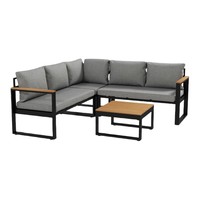 Conjunto de Sofá Moderno para Exteriores de 2-3 Plazas con Cojines, Estructura Metálica, Diseño Impermeable para Jardín y Sala de Estar