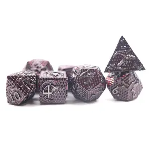 Set Dadu Dnd 16Mm, Set Dadu Logam Naga Polihedral RPG Kustom