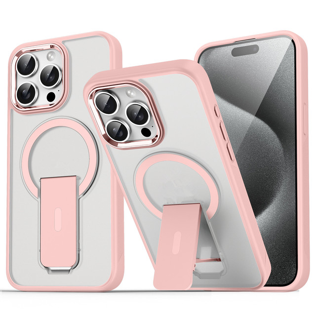Hot Sale Matte Anti-fingerprint Hidden Holder Shockproof Magnetic Mobile Phone Case for iPhone 15 16 14 Plus 13 12 Pro Max 11 17