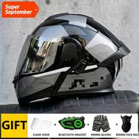 Casque de moto électrique modulaire intégral relevable unisexe toutes saisons avec casque audio inclus pour scooter électrique