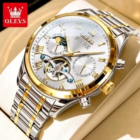 Olevs 7005 Automatische mechanische Uhren Wasserdichte leuchtende Zeiger Chronograph Kalender Armbanduhren für Männer Montre Relojes Homme