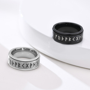 Amiee 부적 반지 고딕 보석 도매 스테인레스 스틸 8MM 남성 북유럽 바이킹 스피너 링 - Product Image 6