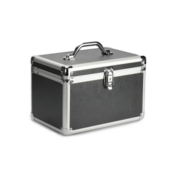 China Custom logo Portable aluminum nail polish storage case carrying cosmetic case with lock
