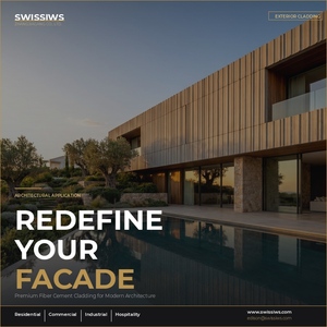SWISSIWS Panneau en fibrociment à finition béton lisse et moderne, ignifuge, résistant à l'eau, revêtement extérieur, garantie 5 ans - Product Image 5