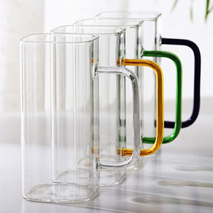 Gobelet carré moderne en verre avec couvercle en bambou et paille réutilisable 400 ml, compatible micro-ondes, couleurs personnalisables, logo personnalisé, idéal toute saison - Product Image 5