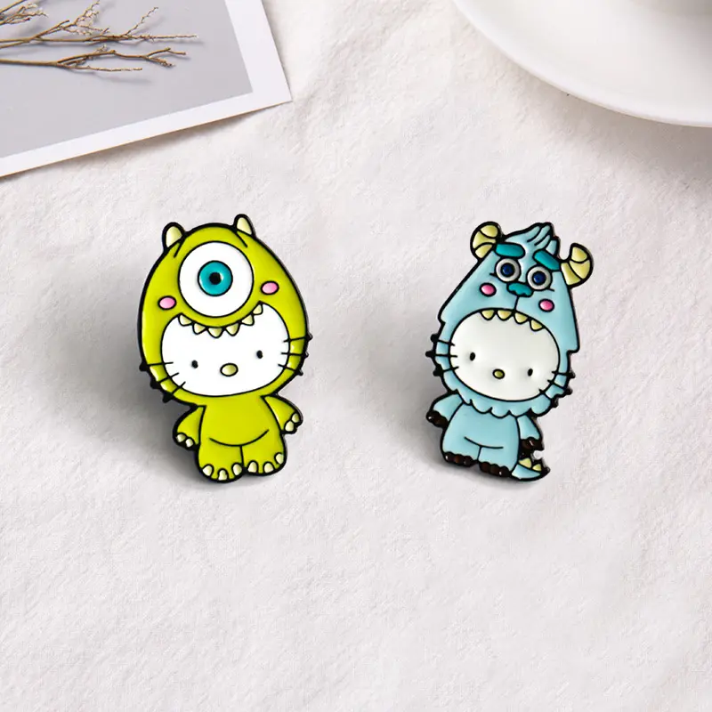 Broche de dibujos animados de animales para pareja transfronteriza, alfiler de esmalte de aleación, decoración creativa bonita para bolsa de Estudiante