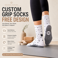 Chaussettes de Pilates Antidérapantes Personnalisables pour Femmes, Chaussettes de Yoga Mi-Mollet pour l'Automne avec Logo Jacquard Tricoté et Design