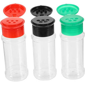 Envase de Plástico para Especias de 100 ml, Botella para Condimentos y Pimienta para Barbacoa con Tapa Abatible, Frascos de Especias de Plástico Transparente Negro Mate - Product Image 1