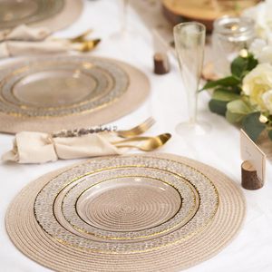 Sweet Bird 40 pièces, assiettes jetables en plastique transparent avec bord doré, motif martelé, sans BPA, 10,25/7,5 pouces, luxe moderne pour mariage et <span class=keywords><strong>fête</strong></span> - Product Image 2