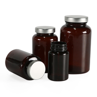 Sellado de tarros de pastillas vacías de 5oz, botellas de plástico ámbar de 150cc con tapa negra, botella de suplemento nutricional de 150ml
