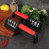 Aiguiseur de couteaux manuel multifonctionnel à 3/4 étapes, outil d'affûtage rapide avec base antidérapante, accessoires pour couteaux de cuisine