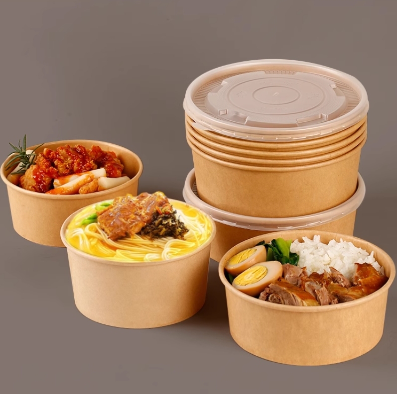 White Kraft Rectangular Paper Bowls with