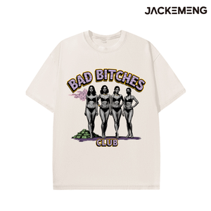 เสื้อยืดโอเวอร์ไซส์ผ้าฝ้ายพิมพ์ลายคำพูด "<span class=keywords><strong>Bad</strong></span> Bitches Club" สไตล์สตรีทแวร์ แนวเรโทร สตรีทแวร์ลำลอง คลังสินค้าในสหรัฐอเมริกา - Product Image 3