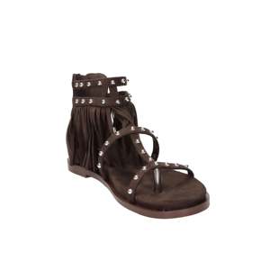 Sandales basses pour femmes GD471 Marron Talon de 2 cm Taille 38 Détail à franges Sandales plates - Product Image 4