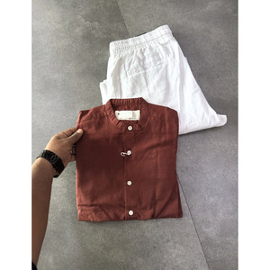 Camicie in <span class=keywords><strong>Lino</strong></span> per <span class=keywords><strong>Uomo</strong></span>, Casual e Comode, Tinta Unita - Product Image 4