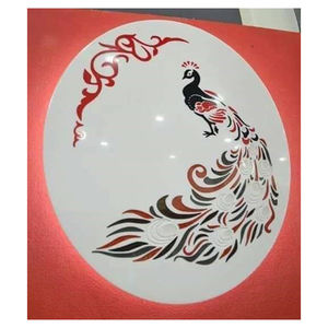 Marble Handmade Peacock Inlay Design <b>Round</b> Tea <b>Table</b> <b>Tops</b> - Product Image 1