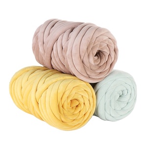 Cynthia Velvet Super Chunky Knit Roving Yarn Vegan Cotton Velvet Tube <b>Thick</b> Yarn for Hand Arm Knitting Blanket - Product Image 1
