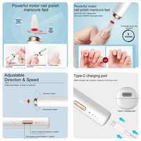 Machine à ongles professionnelle rechargeable en acier inoxydable, haute vitesse 15000 tr/min, moteur à balais, multifonctionnelle, forme stylo, double fonction