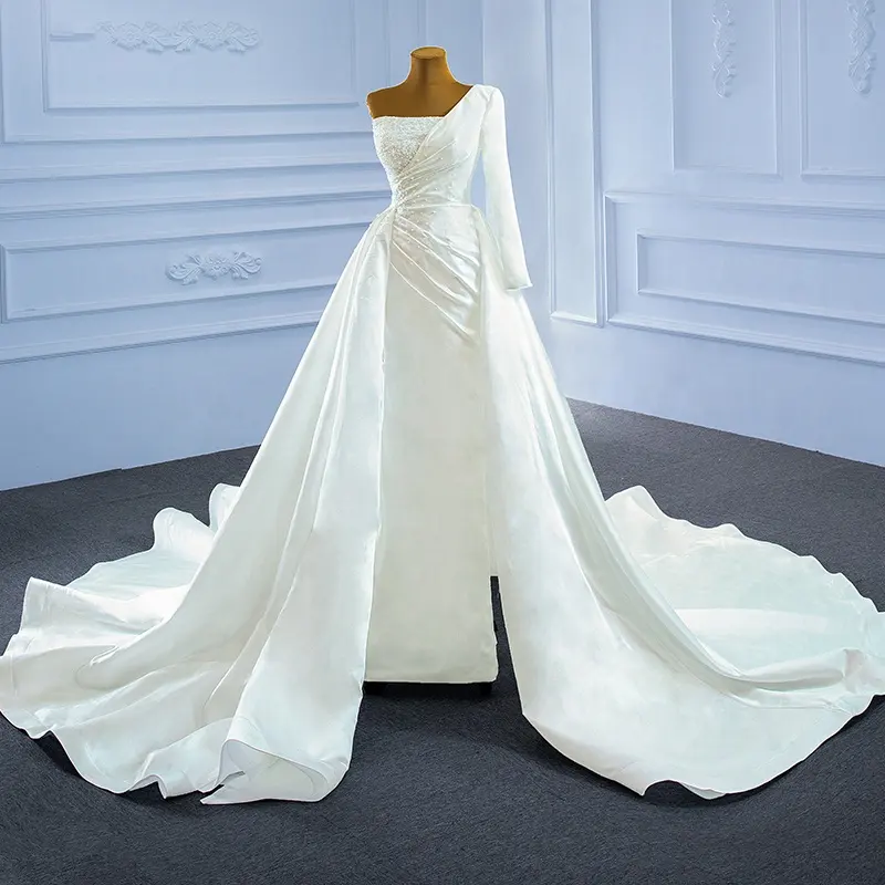 Jancember rsm67244 vestido de noiva, novo design, um ombro, elegante, cristal, vestido de noiva