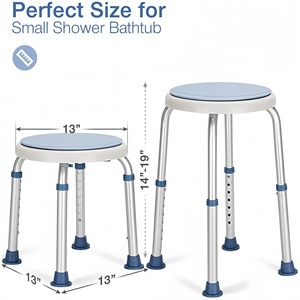 Tabouret de douche réglable en alliage d'aluminium avec siège pivotant pour personnes âgées et handicapées, équipement de sécurité pour salle de bain 32x32cm - Product Image 2