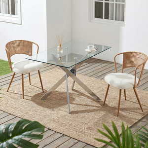 Set di 2 Sedie da Pranzo in Vimini Stile Rustico con Schienale in Canna Imbottito e Seduta in Spugna Design Wing Back - Product Image 5