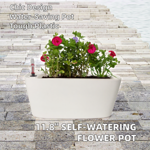 กระถางดอกไม้ทรงสี่เหลี่ยมขนาด 11.8 นิ้ว สีขาว รดน้ำเองได้ เป็นมิตรกับสิ่งแวดล้อม น้ำหนักเบา ผลิตจากพลาสติก PP ยี่ห้อ <span class=keywords><strong>Miho</strong></span> สำหรับสวนและบ้าน - Product Image 2