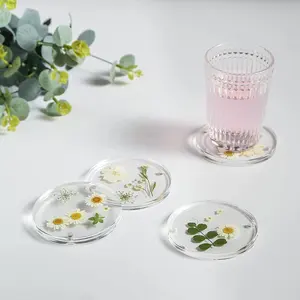 Op Maat Gemaakte Ronde Acryl Tafel Cup Coaster Clear Acryl Cup Mat Handgemaakte Acryl Coaster Met Diy Voor Thuis Keuken Koffiekamer