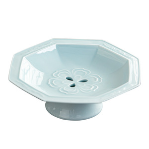 Plateau de drainage en céramique à huit côtés, design grain de lotus, plat à fruits en porcelaine pour usage résidentiel - Product Image 5