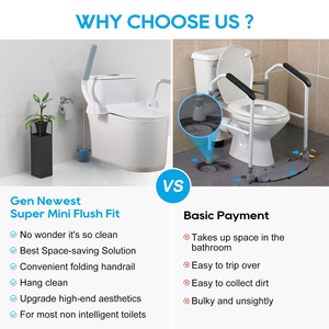 Nhà vệ sinh an toàn đường ray cho người già thép không gỉ 304 phòng tắm có thể điều chỉnh nhà vệ sinh an toàn khung cho người khuyết tật nút nhấn Tàn TậT - Product Image 2