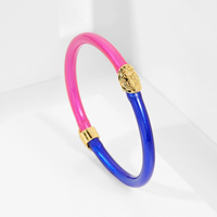 Bracelet en PVC brillant à deux tons avec boucle en alliage, bijoux à la mode pour femmes, cadeau d'anniversaire