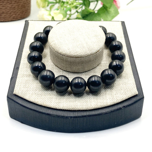 Shungite braccialetto nero Shungite perline cristalli pietre elastiche braccialetti energia gioielli potente difensore guarigione spirituale - Product Image 3