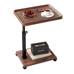 Table basse en bois portable et mobile de petite taille pour salon, appartement, table de chevet avec étagère de <span class=keywords><strong>rangement</strong></span> et roulettes - Product Image 1
