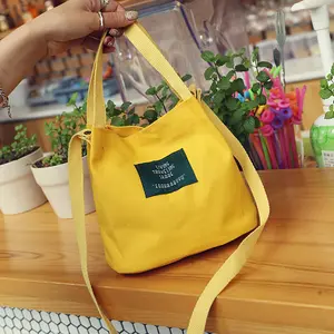 Bolso de lona para mujer, bolso de mano con correa larga, bolso de compras