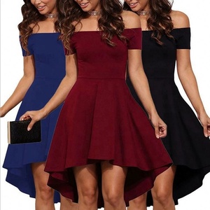 Europa y América 2026 Nuevo Vestido Corto de Mujer con Hombro Descubierto y Manga Corta, Estilo Swing, de <span class=keywords><strong>Gran</strong></span> Vuelo - Product Image 1