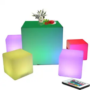 Modern Outdoor LED Cube Seat Lighting L-Size Plastic Bar Chairs for Hotel and Garden LED Garden Cube with L Packing