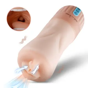 Сексуальный большой рот для мастурбации Реалистичная кожа мягкая Медицинская Двойная мягкая вагинальная присоска и вибрация для мужчин