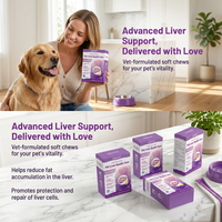 Complément alimentaire pour chiens et chats à base de chardon-Marie et de silibinine, soutien hépatique, sous forme de comprimés à mâcher, formule à base de 8 plantes, sans OGM
