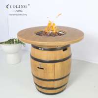 Table de foyer extérieur en forme de baril de whisky, résistante à la rouille, au propane, avec réservoir intégré, 65 000 BTU