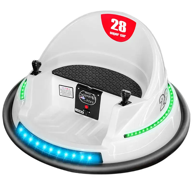 Mobil balap stiker 6V, mainan anak-anak, bumper mobil elektrik dengan musik, kendali jarak jauh, lampu LED & putaran 360 derajat